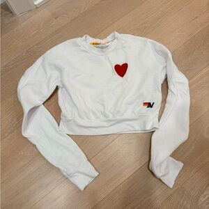 Aviator Nation White Sweatshirt with Red Heart